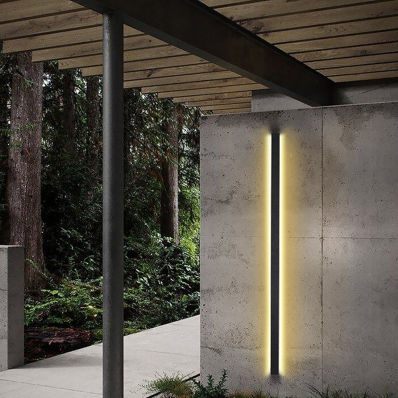Modern LED Linear Wall Light - Long Black Outdoor Fixture