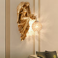 European Retro Angel Wall Sconce with Crystal Ball - Premium Resin Wall Lamp