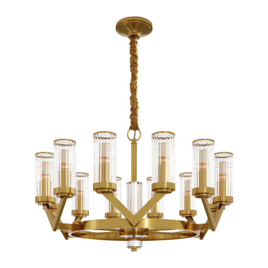 Luxury Copper Glass Drop Chandelier - Elegant Ceiling Light