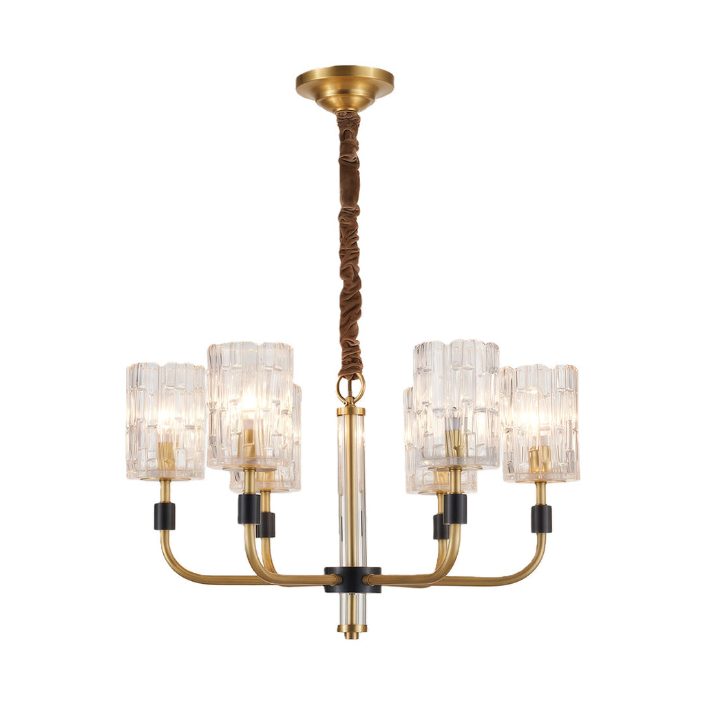 Modern Minimalist Copper and Glass Chandelier Ceiling Light