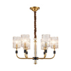 Modern Minimalist Copper and Glass Chandelier Ceiling Light