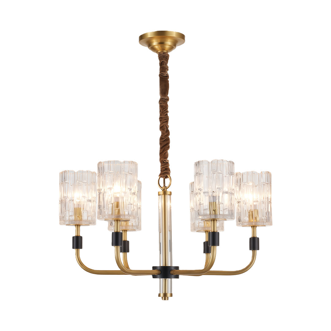 Modern Minimalist Copper and Glass Chandelier Ceiling Light
