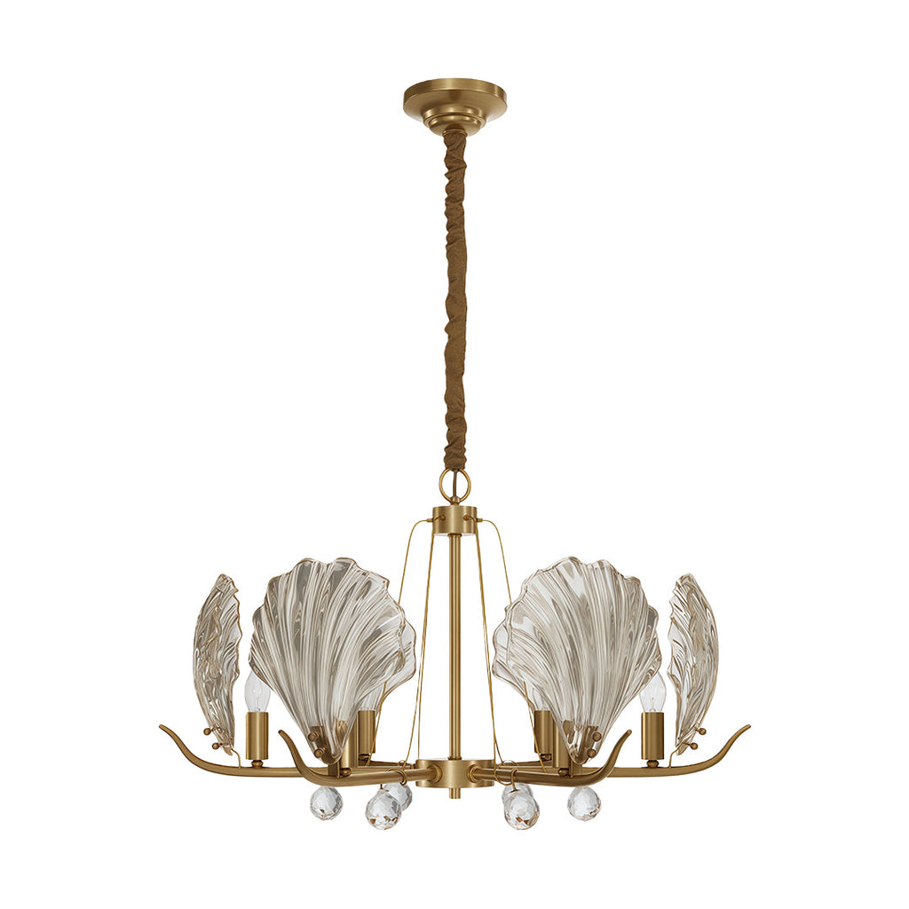 Modern Copper and Glass Shell Chandelier Ceiling Light