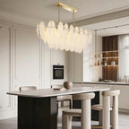 Modern Copper Pearl Feathers Chandelier Ceiling Light
