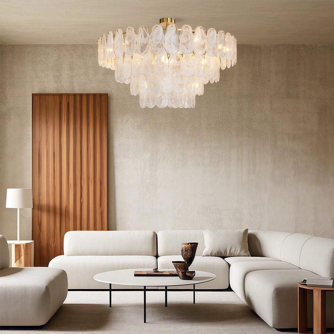 Midcentury Modern Copper and Glass Chandelier