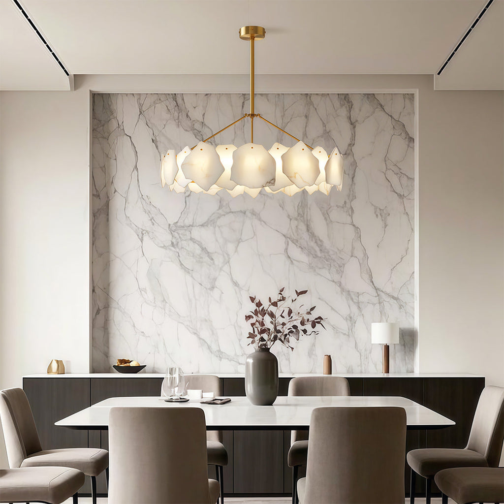 Premium LED Cloud Stone Chandelier with Full Copper Ceiling Fixture