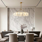 Premium LED Cloud Stone Chandelier with Full Copper Ceiling Fixture