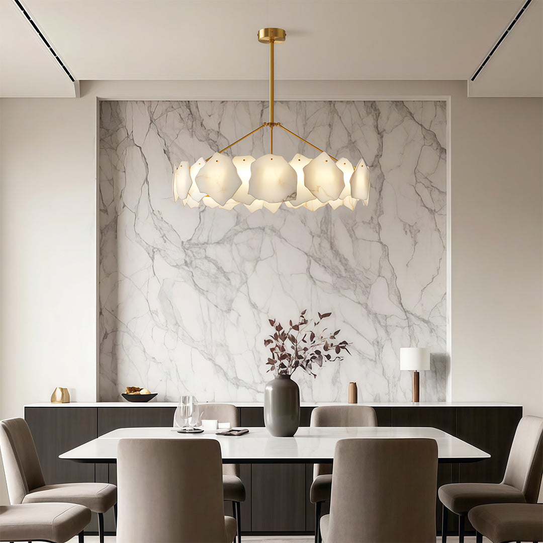 Premium LED Cloud Stone Chandelier with Full Copper Ceiling Fixture