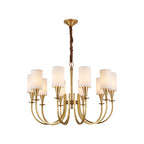 Modern Copper Chandelier with Fabric Lampshade - Elegant Ceiling Light