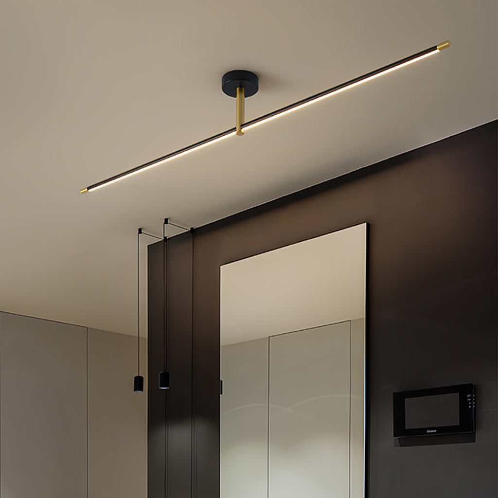 Minimalist Black and Gold LED Semi Flush Mount Ceiling Light