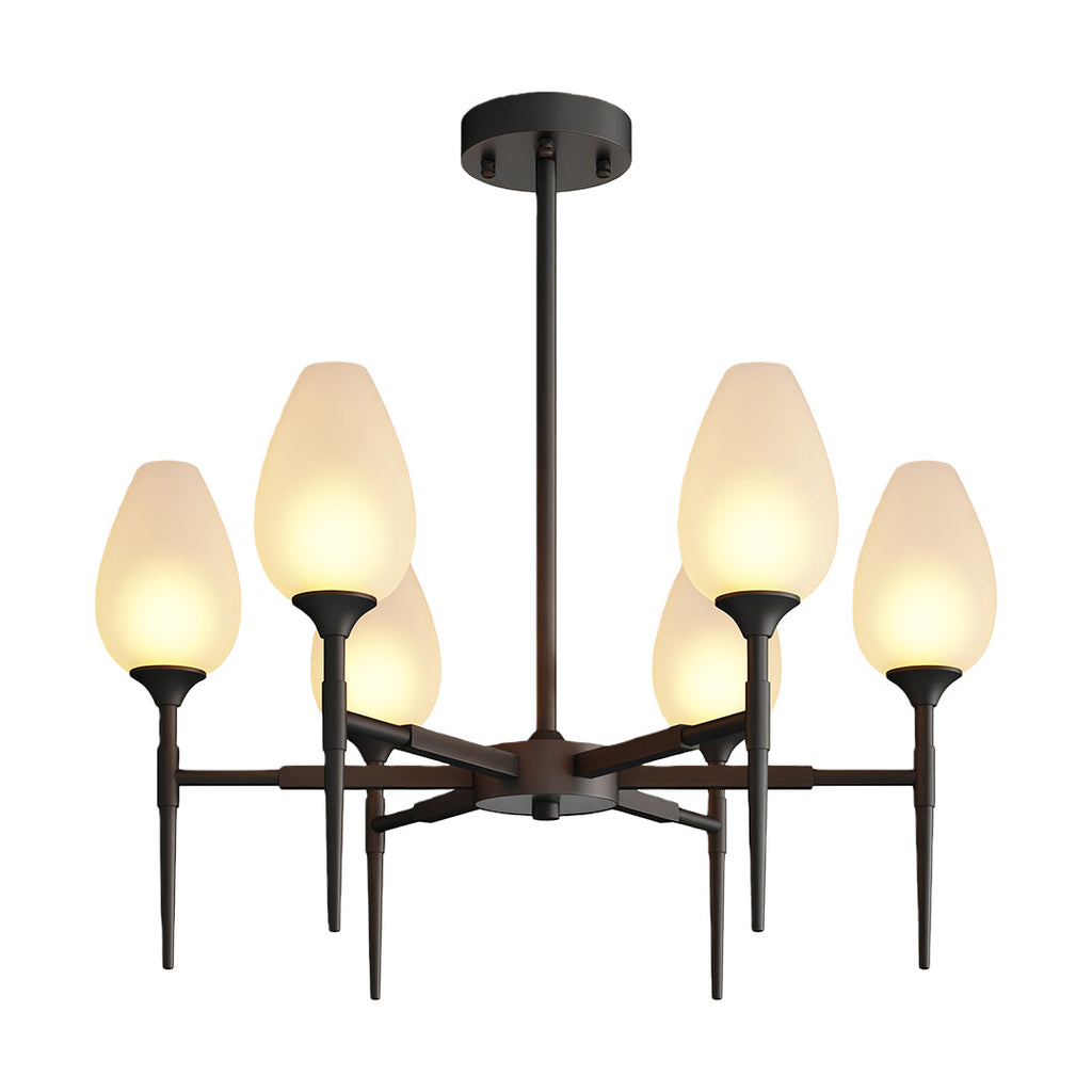 Modern Brass Glass Chandelier - Minimalist Ceiling Light