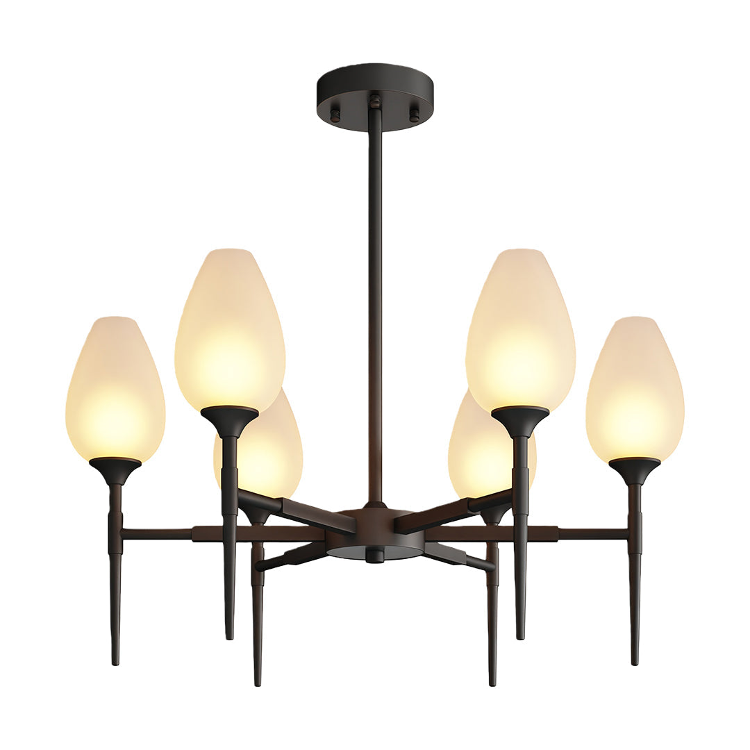 Modern Brass Glass Chandelier - Minimalist Ceiling Light