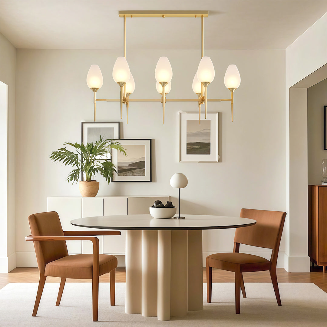 Modern Brass Glass Chandelier - Minimalist Ceiling Light