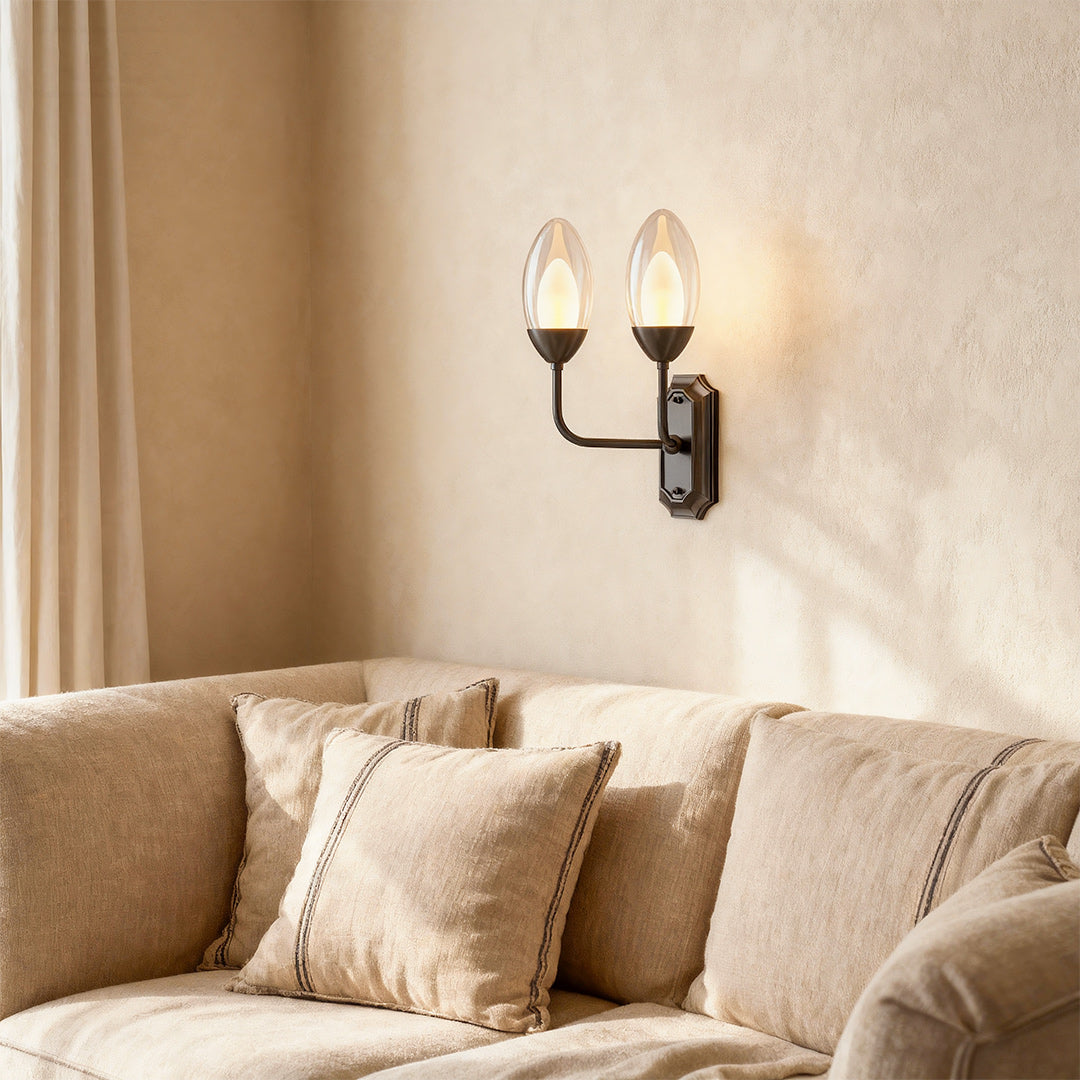 Modern Luxury Dual Head Copper Glass Wall Light