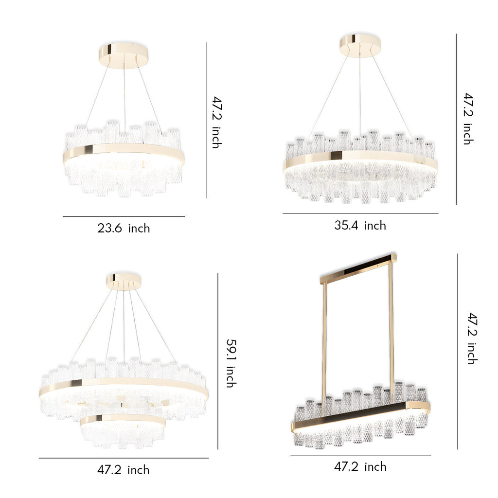 Contemporary LED Chandelier with Crackled Glass Shade