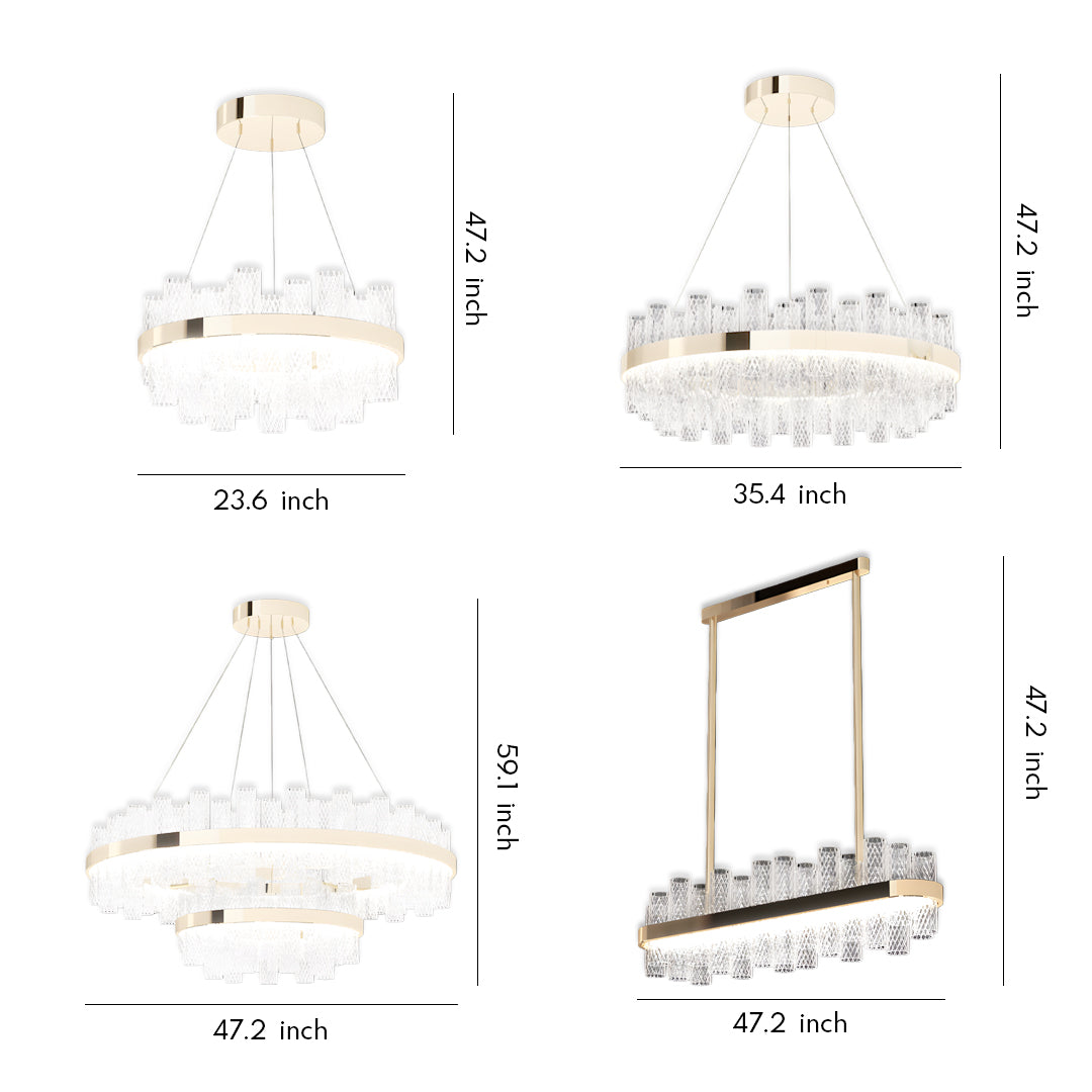 Contemporary LED Chandelier with Crackled Glass Shade