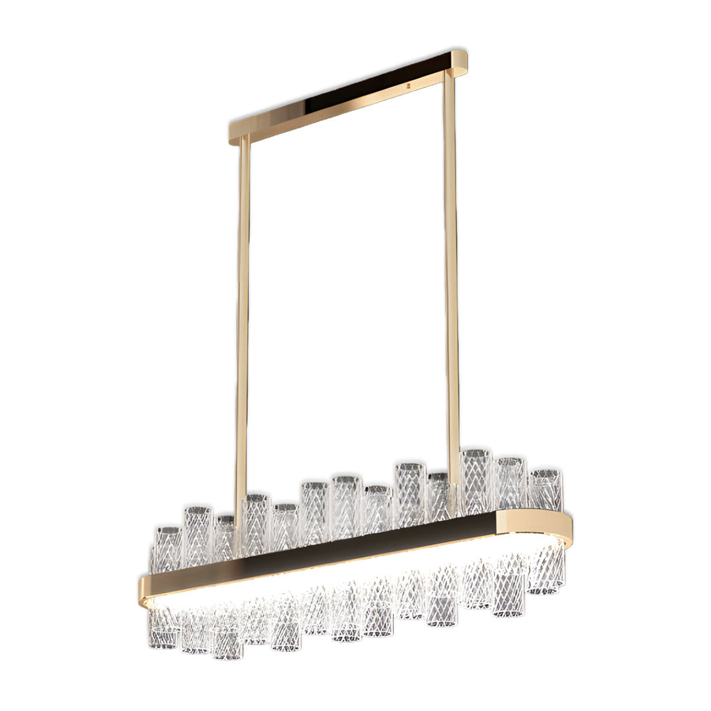 Contemporary LED Chandelier with Crackled Glass Shade