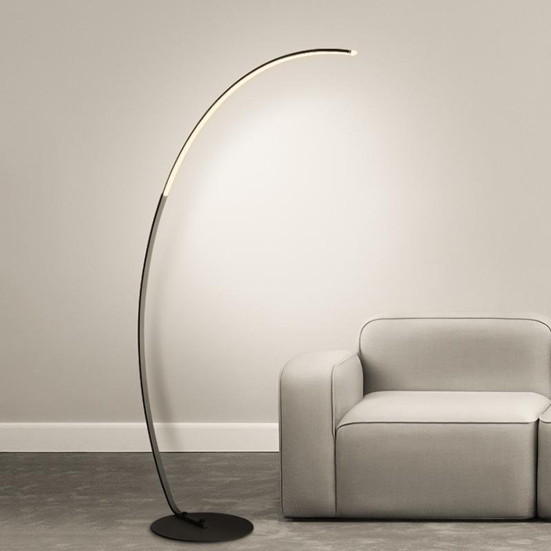 Modern Aluminum LED Arcing Floor Lamp with Remote Control