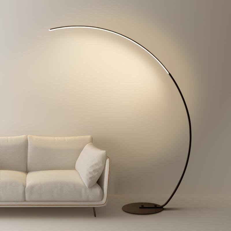Modern Aluminum LED Arcing Floor Lamp with Remote Control