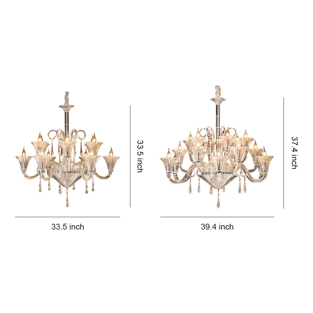 Elegant French Art Glass Ceiling Chandelier