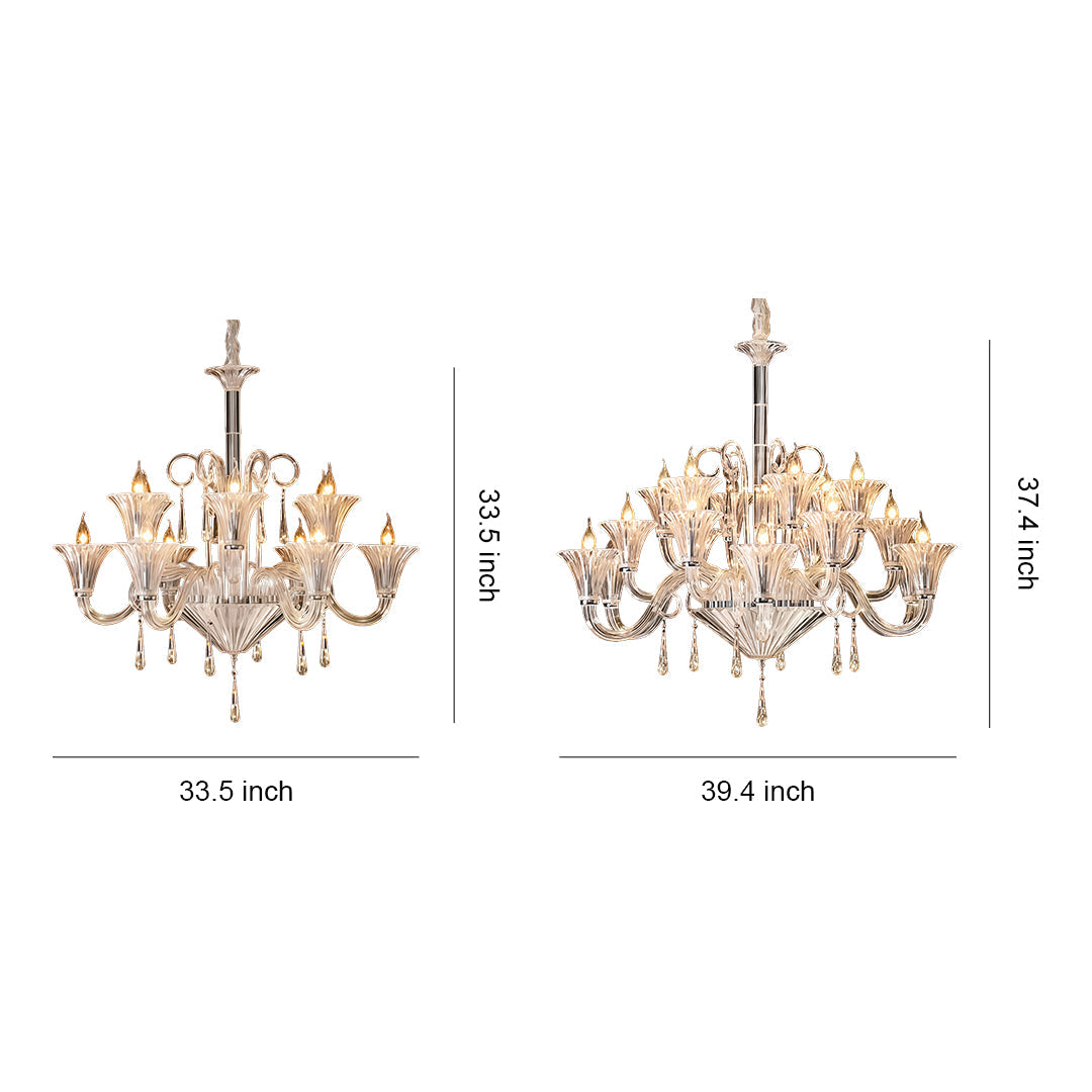 Elegant French Art Glass Ceiling Chandelier