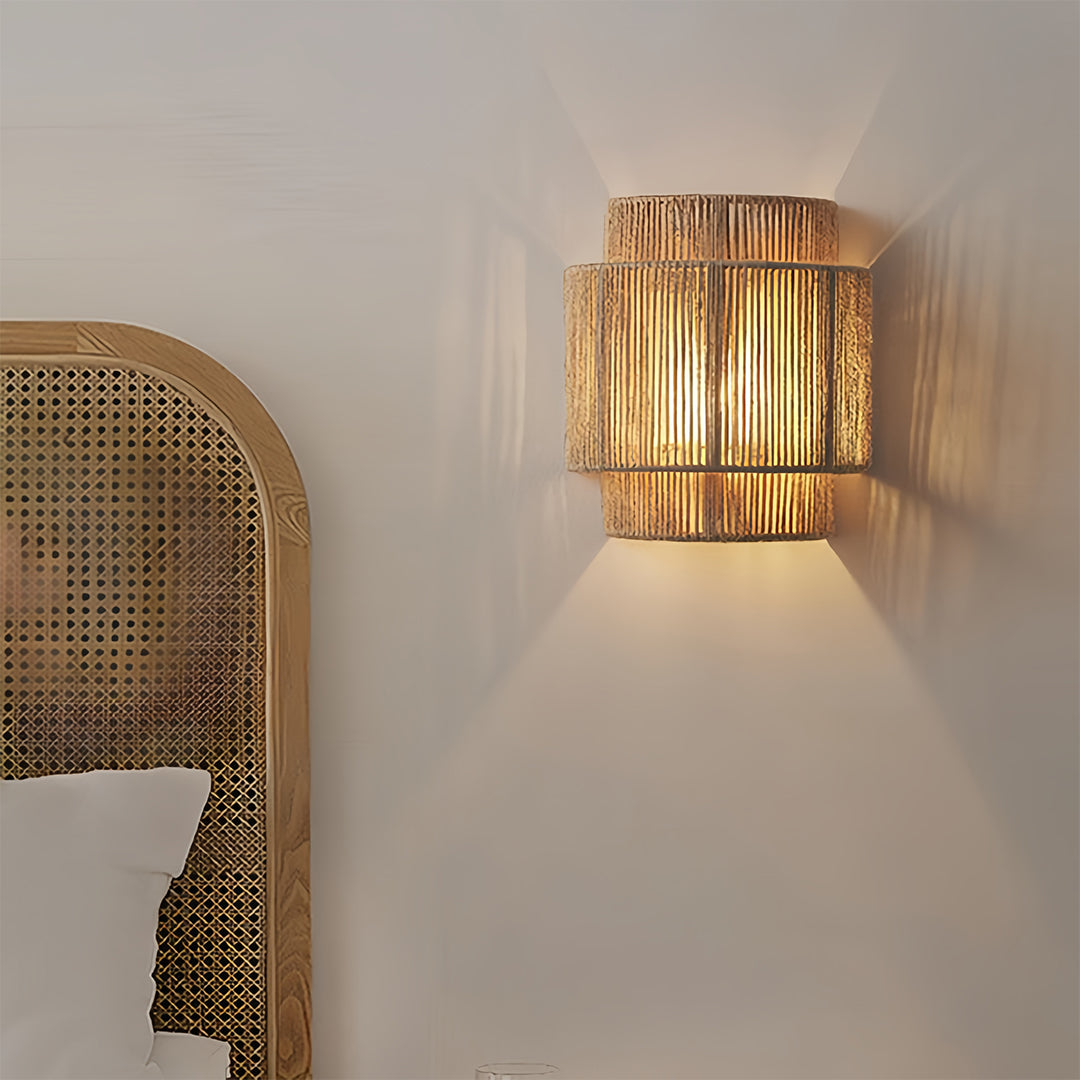 Premium Wabi Sabi Hemp Rope Wall Sconce - Japanese-Inspired Lighting