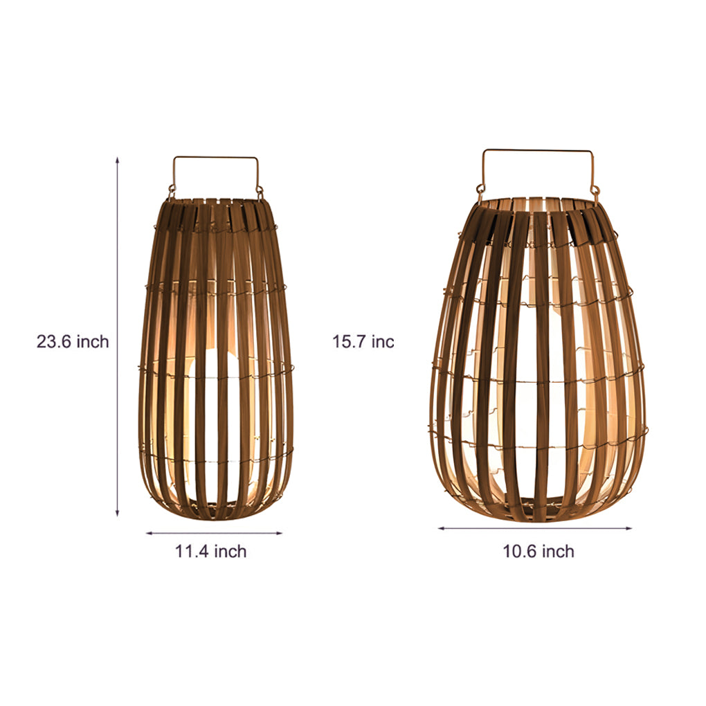 Premium Bamboo Portable LED Outdoor Lantern - Waterproof Design