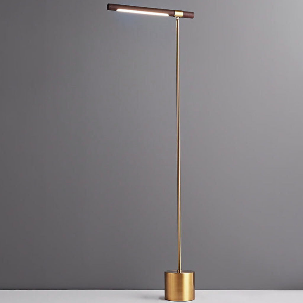 Nordic Minimalist Walnut Grain LED Floor Lamp