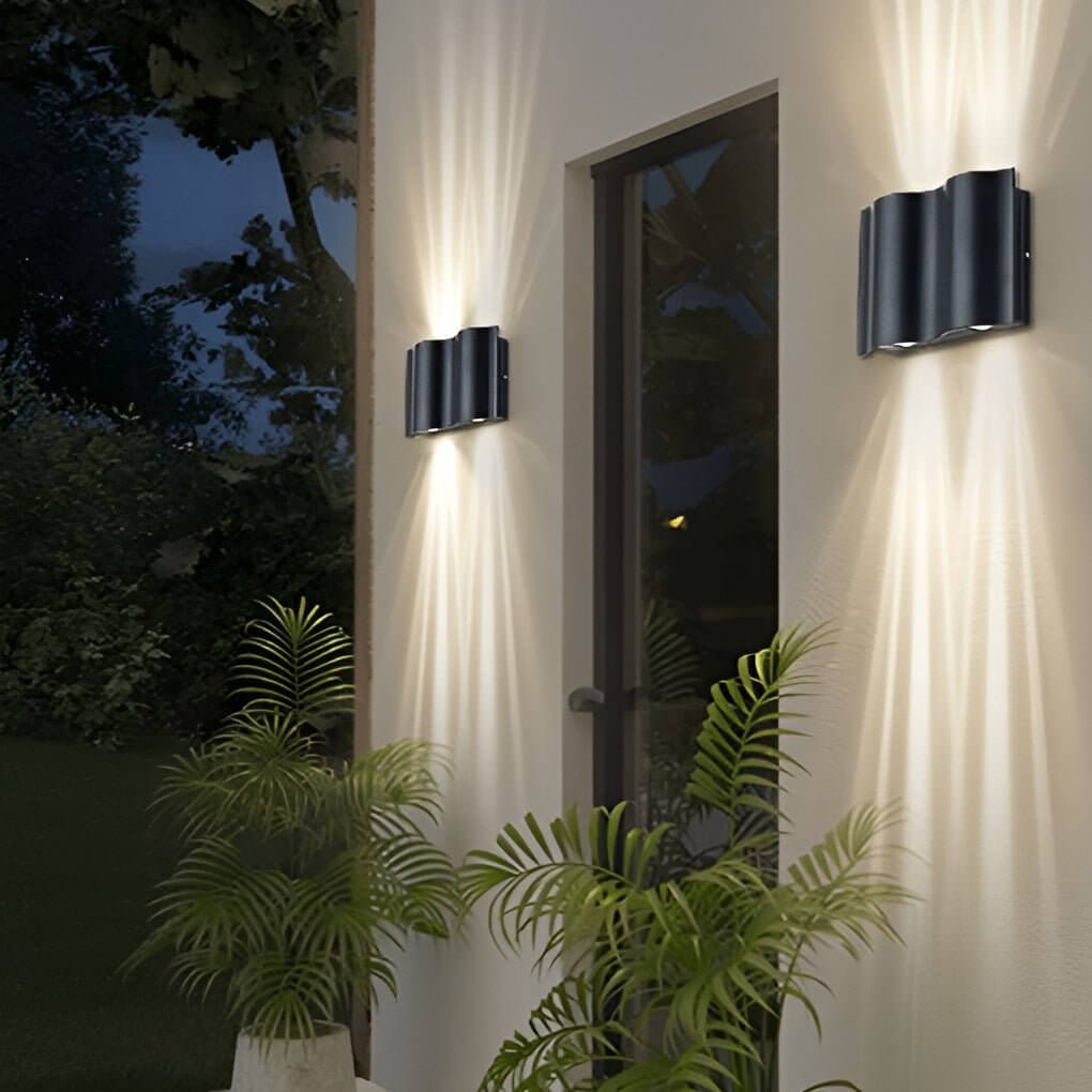 Wavy Aluminum Outdoor LED Up-Down Wall Light