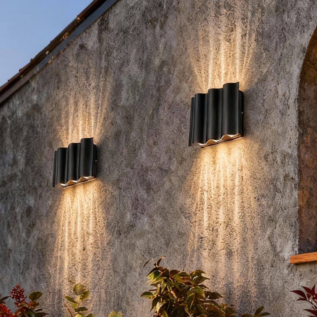 Wavy Aluminum Outdoor LED Up-Down Wall Light