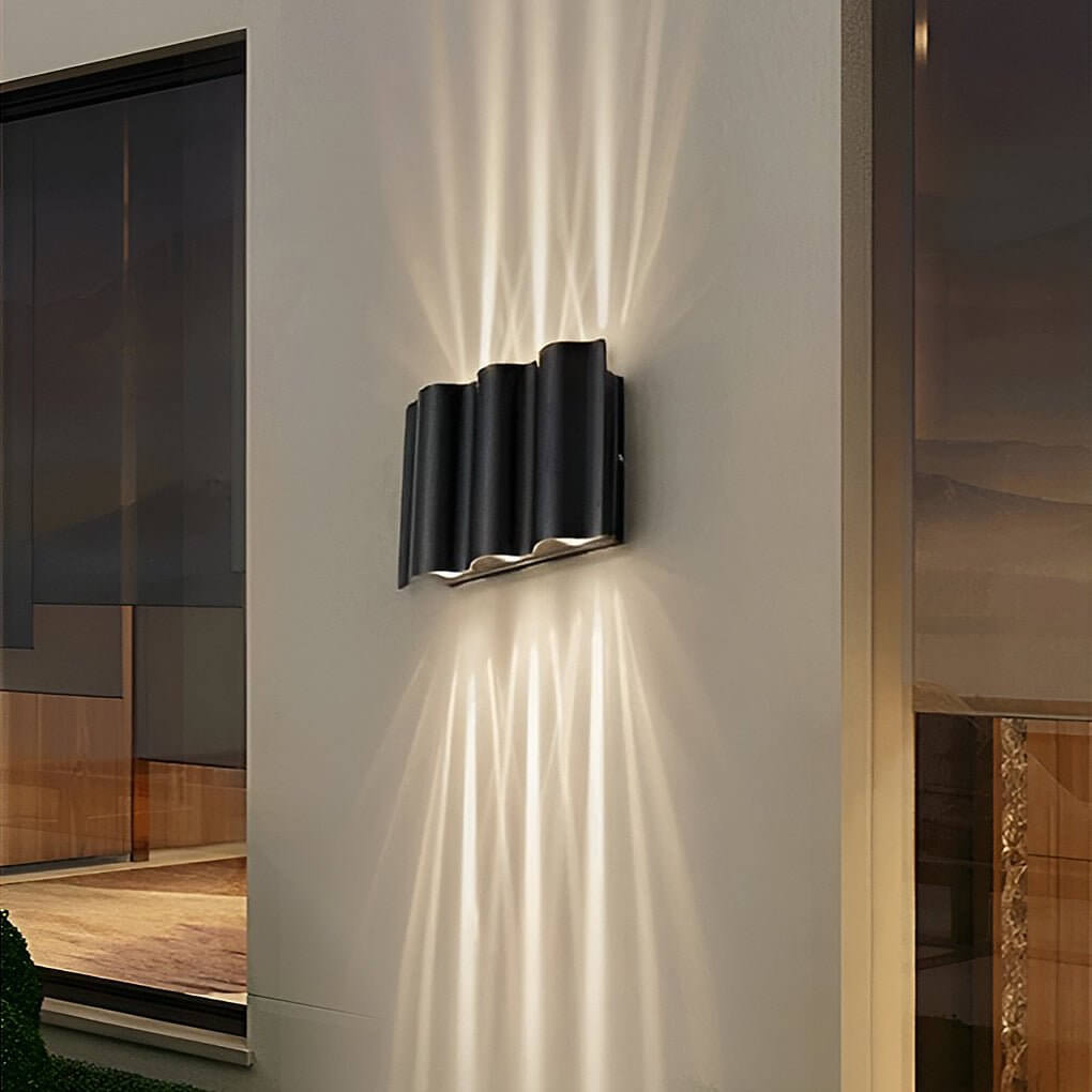 Wavy Aluminum Outdoor LED Up-Down Wall Light