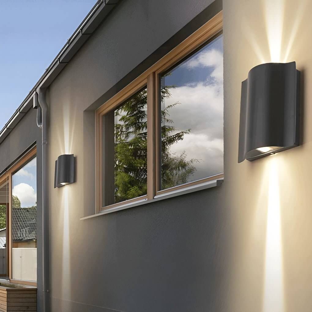 Wavy Aluminum Outdoor LED Up-Down Wall Light