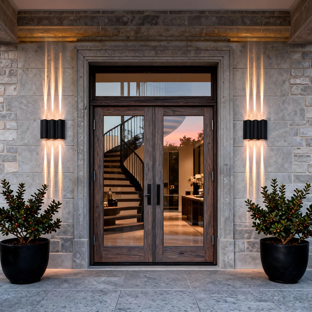 Wavy Aluminum Outdoor LED Up-Down Wall Light