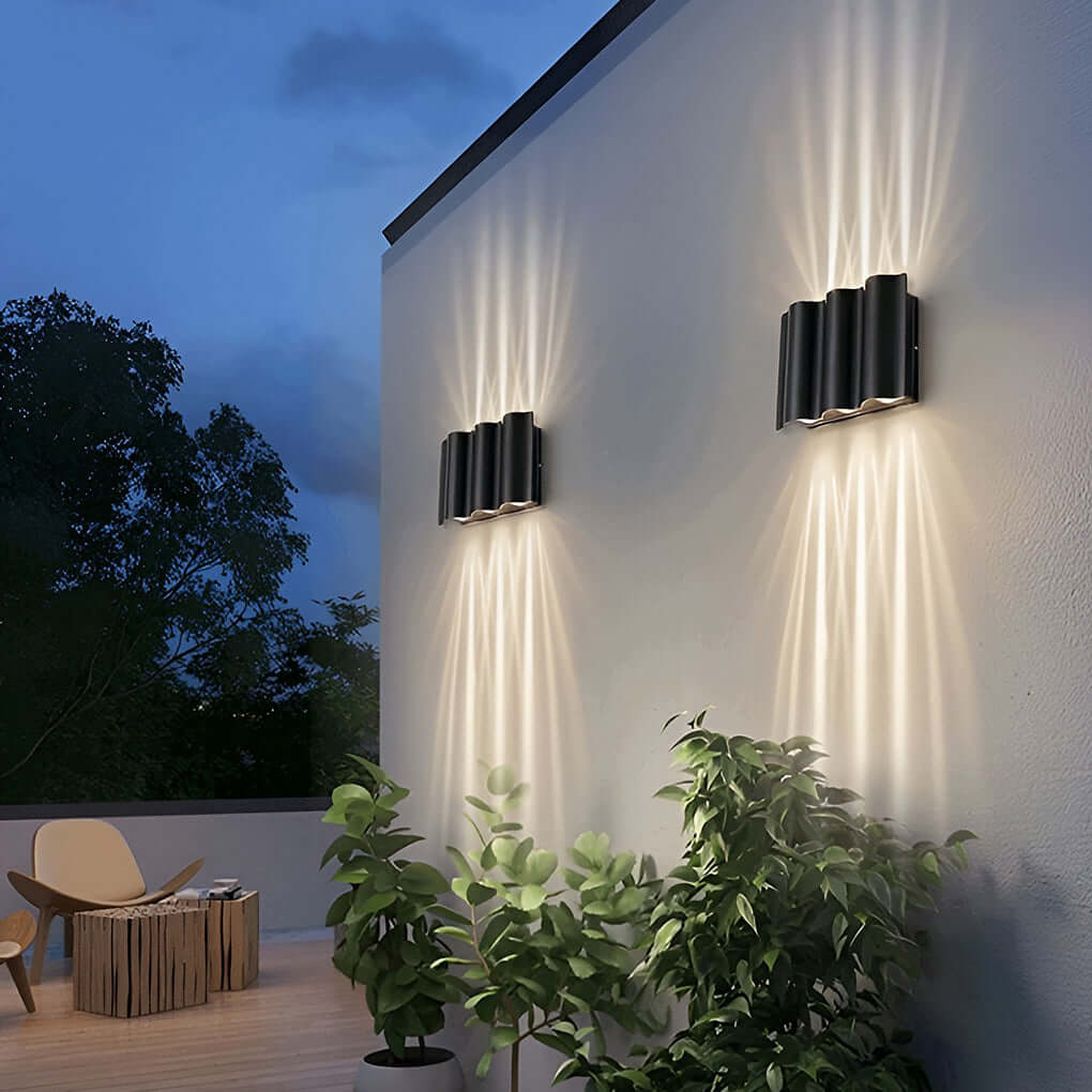 Wavy Aluminum Outdoor LED Up-Down Wall Light