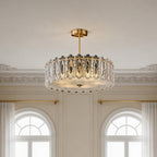 French Luxury Copper Semi Flush Mount Glass Light Fixture