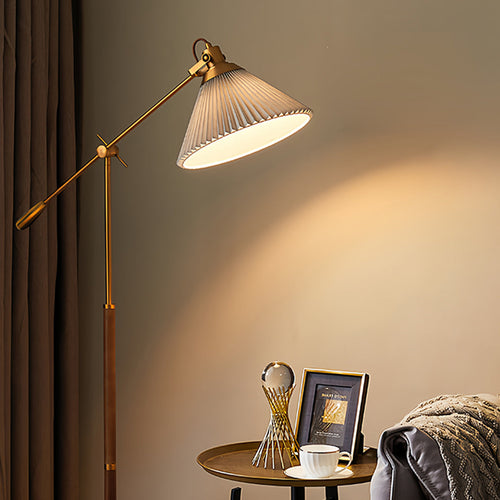 Adjustable Retro Floor Lamp with Swing Arm for Bedroom Reading