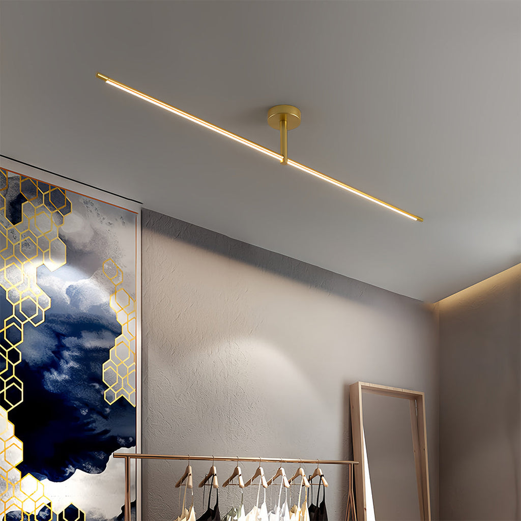 Minimalist Black and Gold LED Semi Flush Mount Ceiling Light