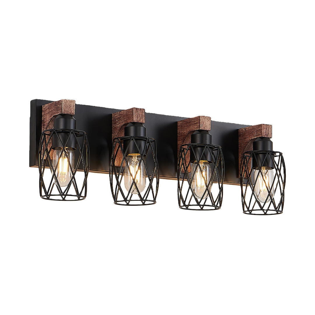 Premium Black Metal Cage Vanity Light for Bathroom Mirrors