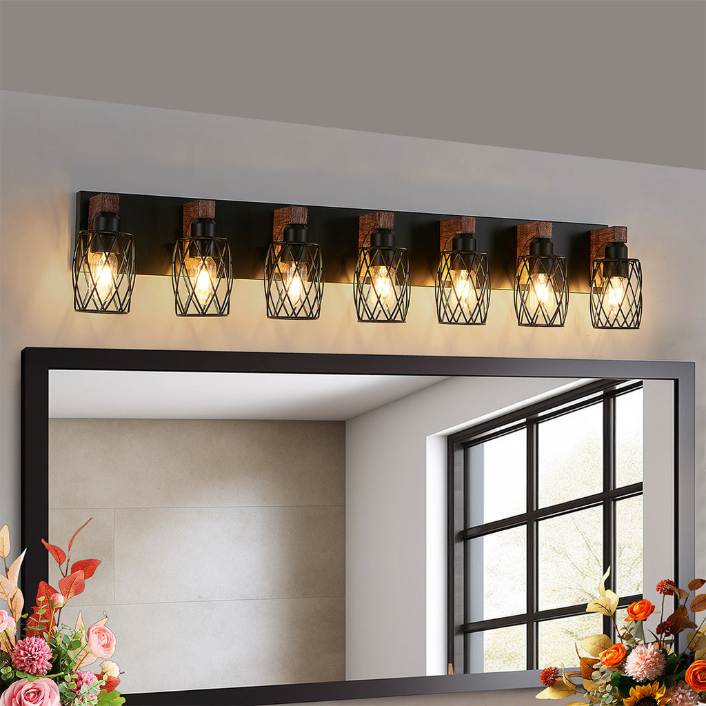 Premium Black Metal Cage Vanity Light for Bathroom Mirrors