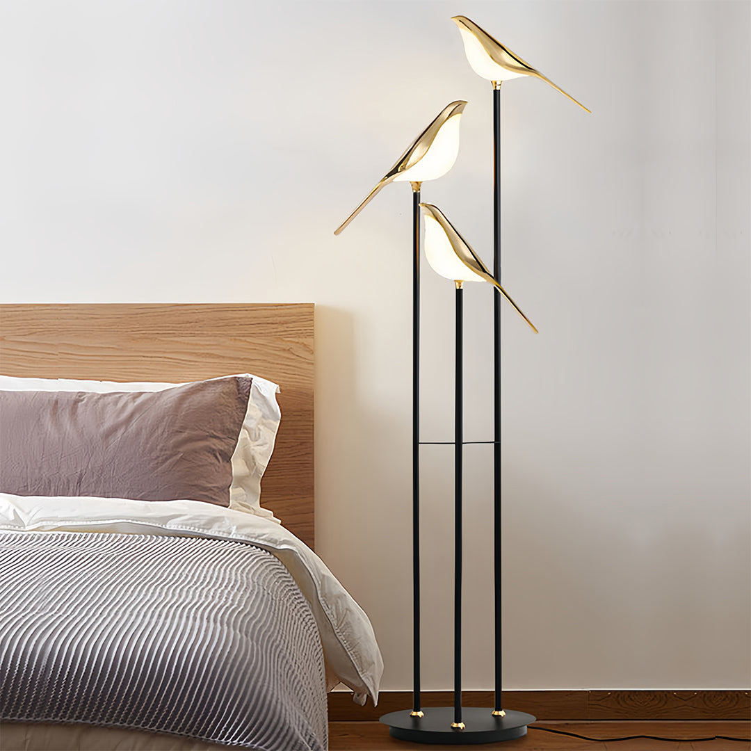 Contemporary 3-Head Bird Floor Lamp - Artistic Accent Lighting