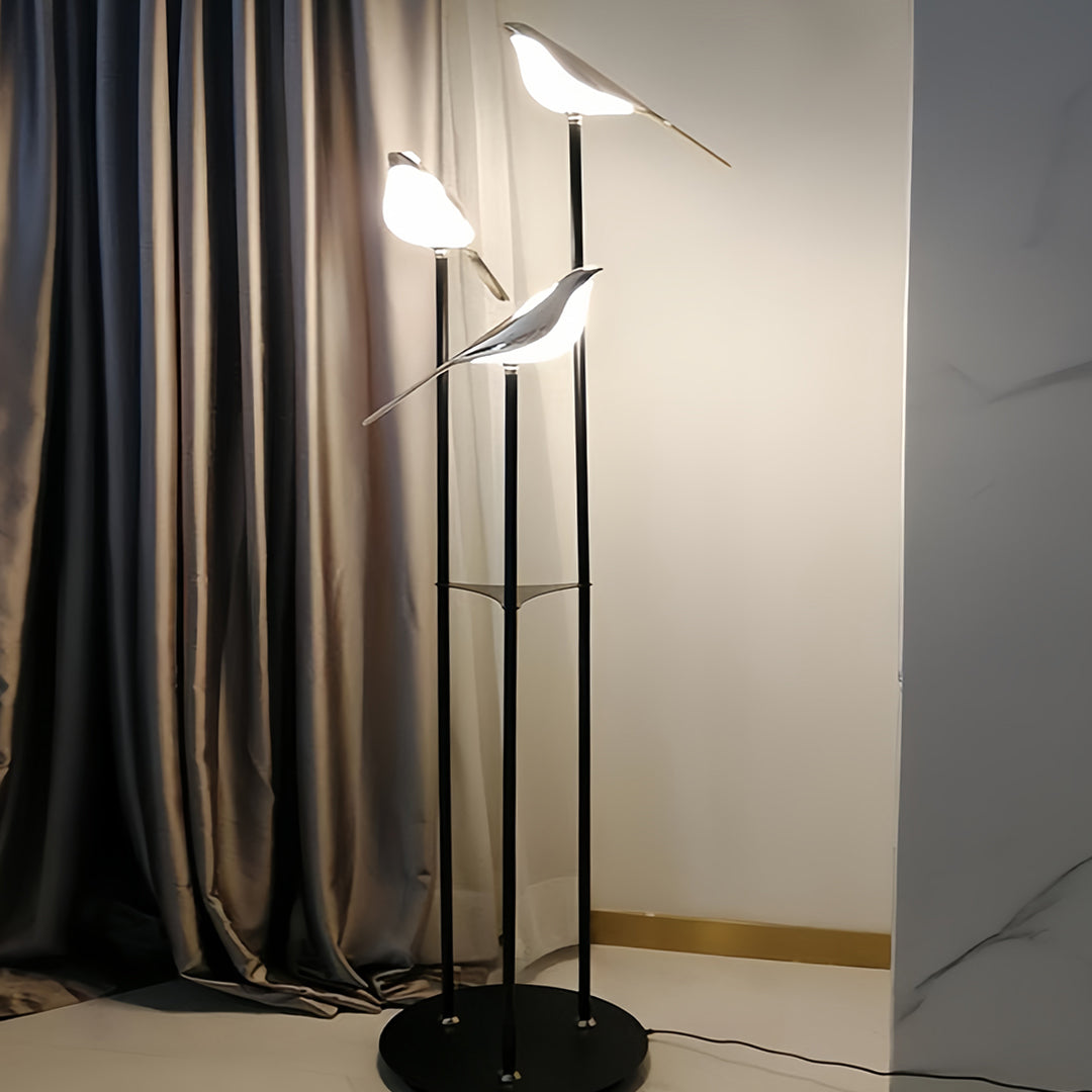 Contemporary 3-Head Bird Floor Lamp - Artistic Accent Lighting