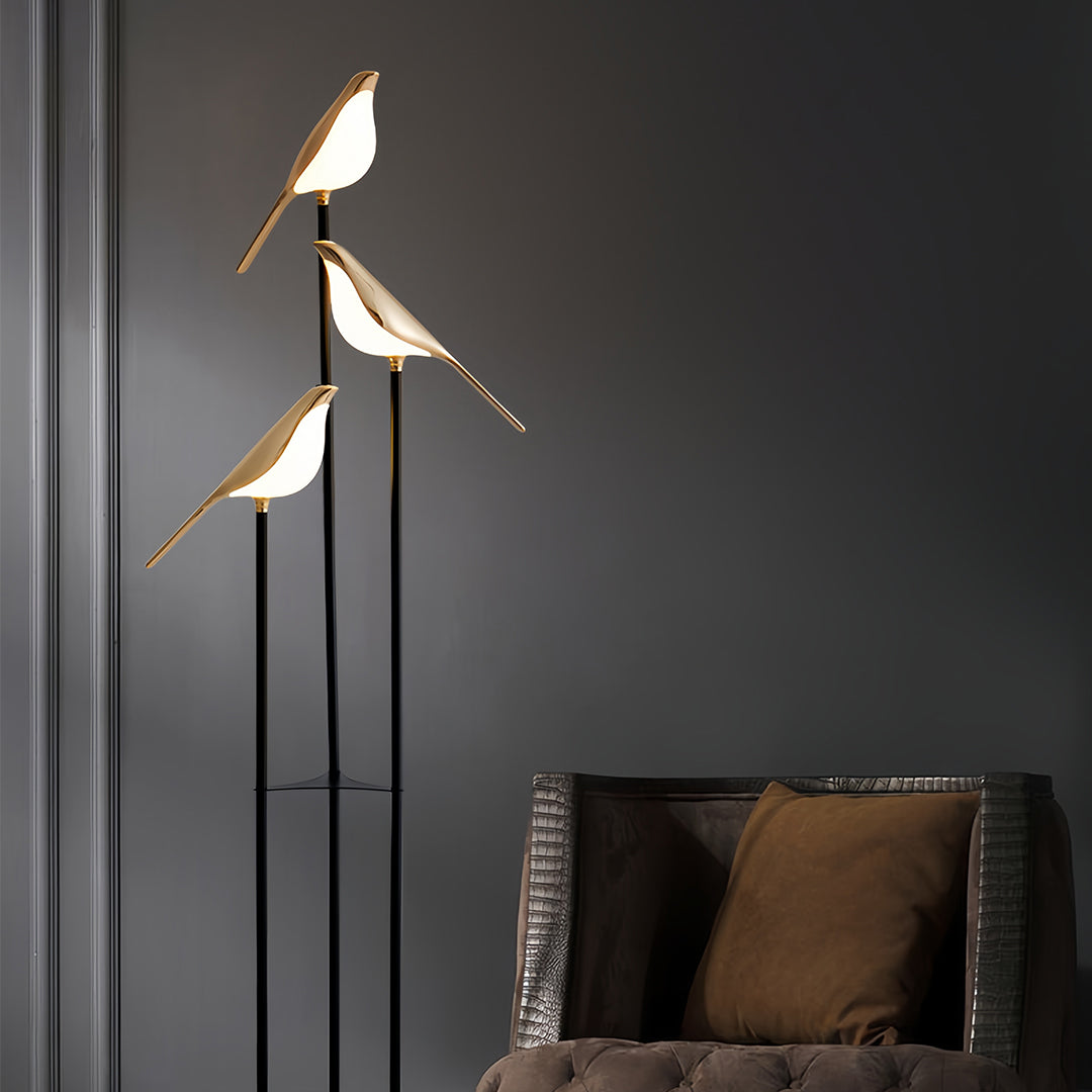 Contemporary 3-Head Bird Floor Lamp - Artistic Accent Lighting