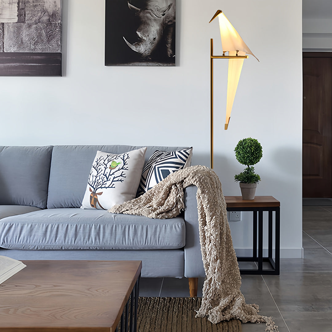 Modern Gold Accent Origami Crane Wall Light
