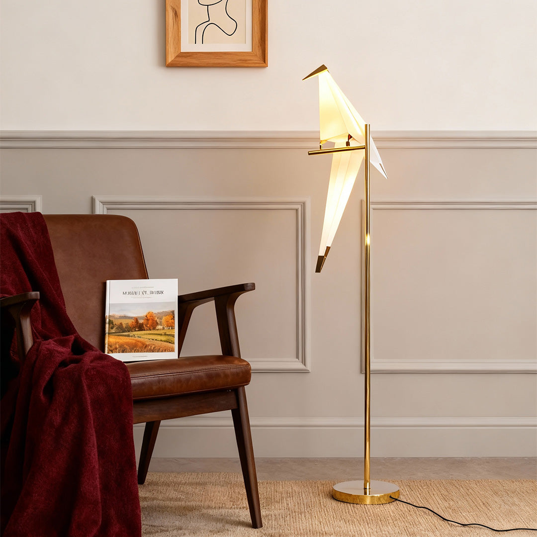Modern Gold Accent Origami Crane Wall Light