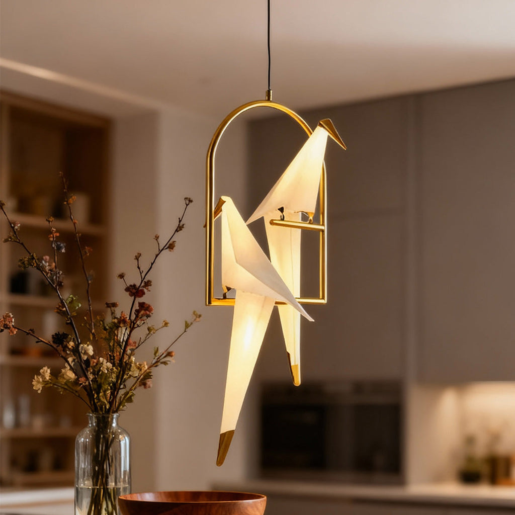Modern Gold Accent Origami Crane Wall Light