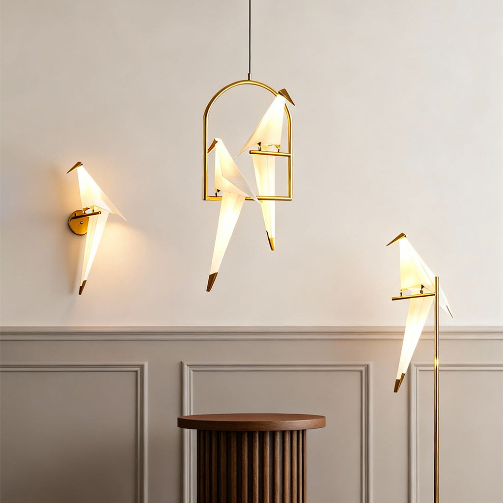 Modern Gold Accent Origami Crane Wall Light