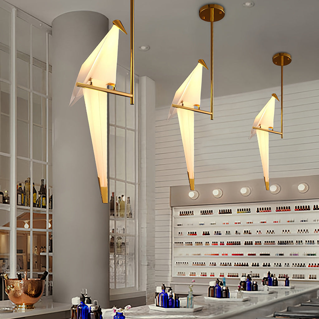 Modern Gold Accent Origami Crane Wall Light