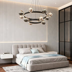 Modern Black and Gold LED Chandelier Ceiling Light