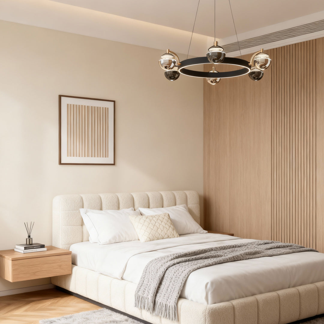 Modern Black and Gold LED Chandelier Ceiling Light