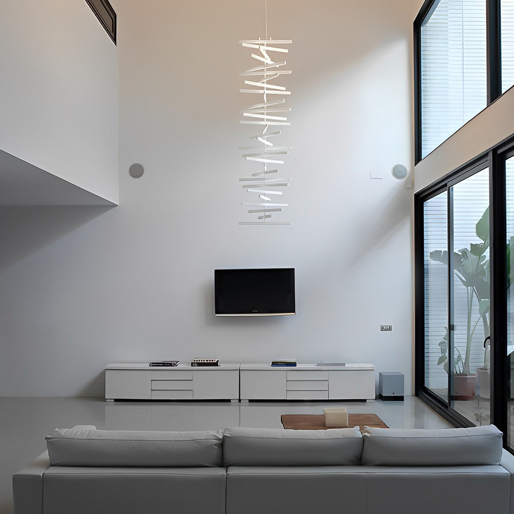 Nordic Wave Black Art Fish Bone Linear Ceiling Light